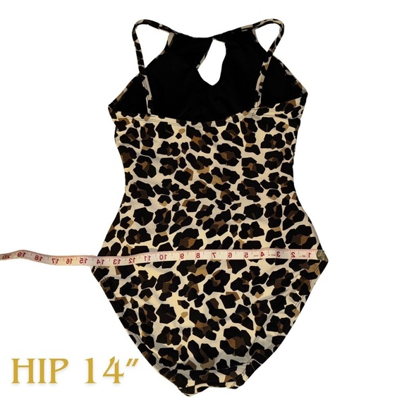 Ellen Tracy Brown and Black One Piece Swimsuit with Cheetah Print - Picture 6 of 8